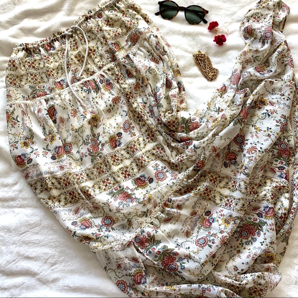 ZARA Basic Collection Floral Maxi Skirt, Size M